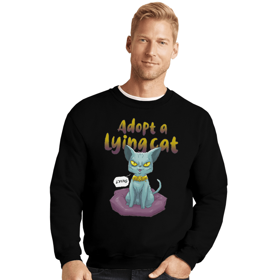 Shirts Crewneck Sweater, Unisex / Small / Black Adopt A Lying Cat