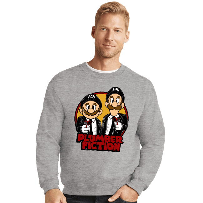 Secret_Shirts Crewneck Sweater, Unisex / Small / Sports Grey Plumber Fiction