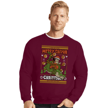 Load image into Gallery viewer, Shirts Crewneck Sweater, Unisex / Small / Maroon Merry Saiyan Christmas

