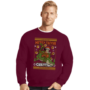 Shirts Crewneck Sweater, Unisex / Small / Maroon Merry Saiyan Christmas