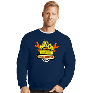 Shirts Crewneck Sweater, Unisex / Small / Navy Lucca's Repair Shop
