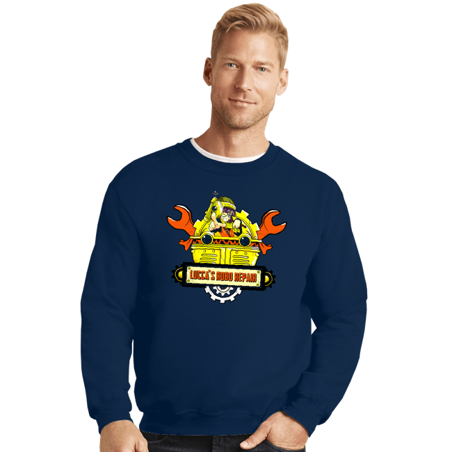 Shirts Crewneck Sweater, Unisex / Small / Navy Lucca's Repair Shop