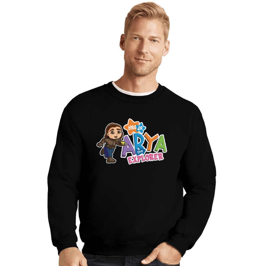 Shirts Crewneck Sweater, Unisex / Small / Black Arya The Explorer