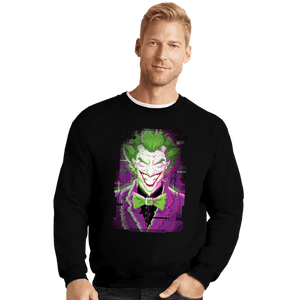 Daily_Deal_Shirts Crewneck Sweater, Unisex / Small / Black Glitch Joker