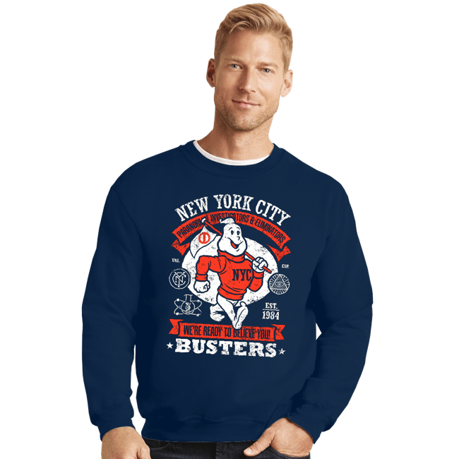 Daily_Deal_Shirts Crewneck Sweater, Unisex / Small / Navy NYC Busters