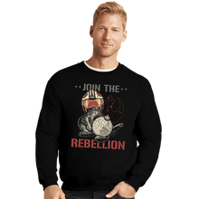 Load image into Gallery viewer, Daily_Deal_Shirts Crewneck Sweater, Unisex / Small / Black Rebel Cat
