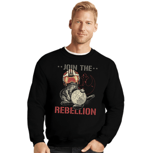 Daily_Deal_Shirts Crewneck Sweater, Unisex / Small / Black Rebel Cat