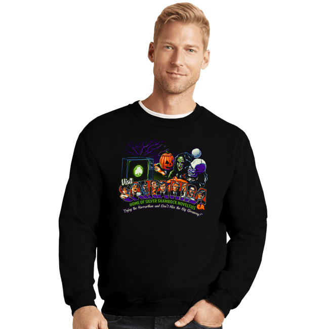 Daily_Deal_Shirts Crewneck Sweater, Unisex / Small / Black Enjoy the Horrorthon in Santa Mira