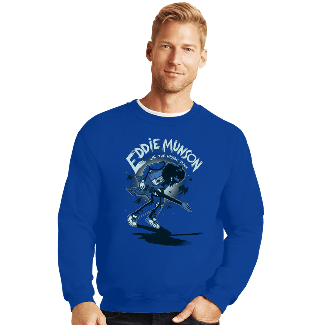 Daily_Deal_Shirts Crewneck Sweater, Unisex / Small / Royal Blue Eddie VS The Upside Down