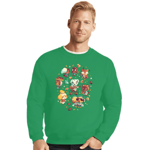 Secret_Shirts Crewneck Sweater, Unisex / Small / Irish Green Here On Tarantula Island