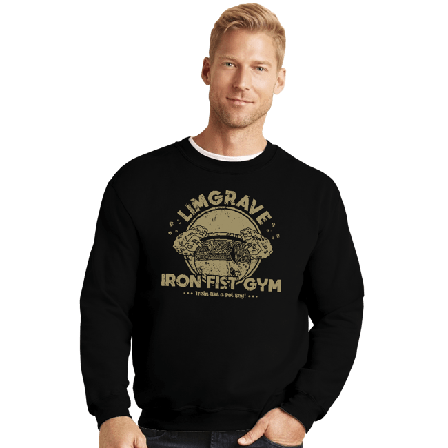 Daily_Deal_Shirts Crewneck Sweater, Unisex / Small / Black Limgrave Iron Fist Gym