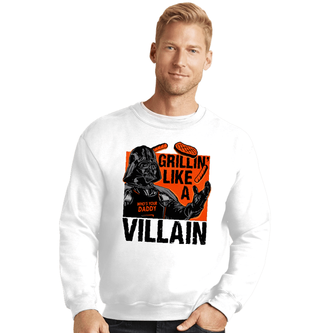 Secret_Shirts Crewneck Sweater, Unisex / Small / White Grillin Villain