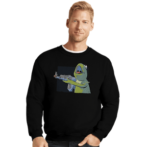 Shirts Crewneck Sweater, Unisex / Small / Black Frog Gun