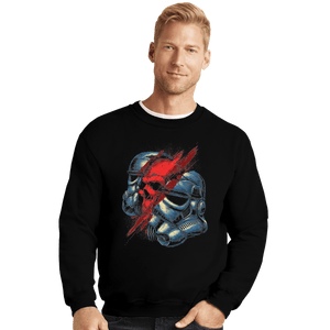 Shirts Crewneck Sweater, Unisex / Small / Black Red Storm