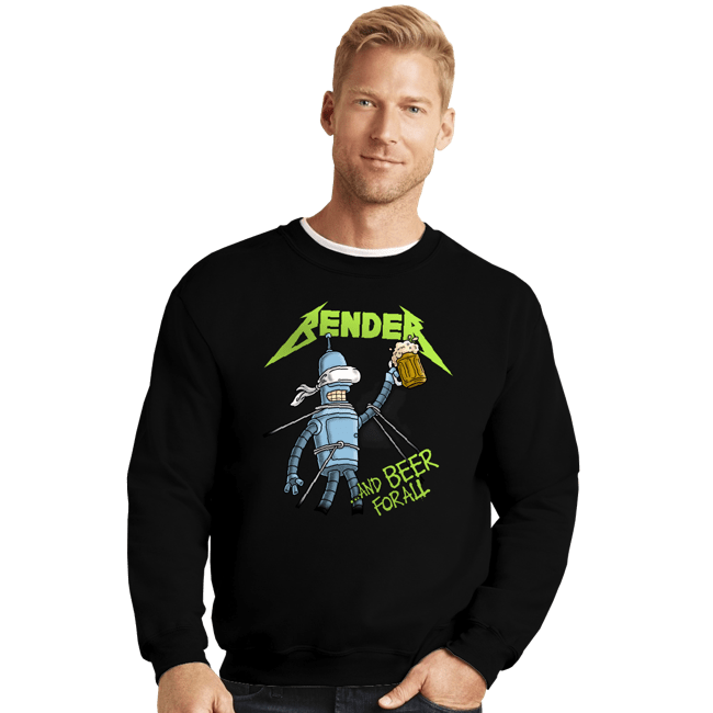 Daily_Deal_Shirts Crewneck Sweater, Unisex / Small / Black And Beer for All