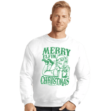 Load image into Gallery viewer, Shirts Crewneck Sweater, Unisex / Small / White Merry Elfin Christmas
