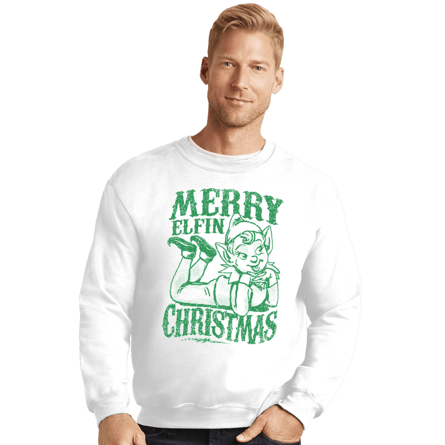 Shirts Crewneck Sweater, Unisex / Small / White Merry Elfin Christmas