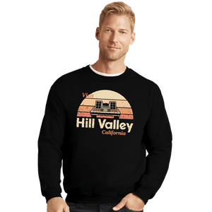 Daily_Deal_Shirts Crewneck Sweater, Unisex / Small / Black Visit Hill Valley