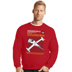 Secret_Shirts Crewneck Sweater, Unisex / Small / Red Swordfish Repair