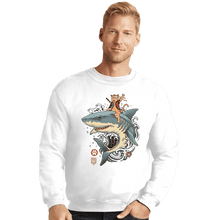 Load image into Gallery viewer, Daily_Deal_Shirts Crewneck Sweater, Unisex / Small / White Shark Catana
