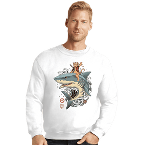 Daily_Deal_Shirts Crewneck Sweater, Unisex / Small / White Shark Catana