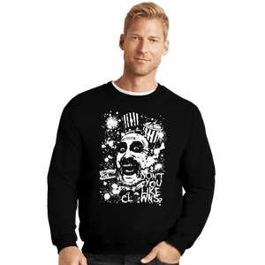 Daily_Deal_Shirts Crewneck Sweater, Unisex / Small / Black Captain Spaulding Splatter