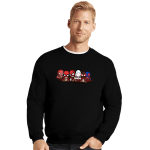 Daily_Deal_Shirts Crewneck Sweater, Unisex / Small / Black Spider Friends