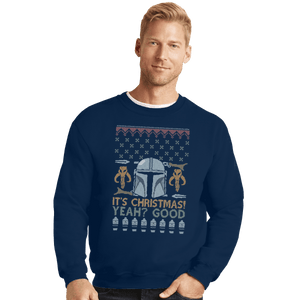 Shirts Crewneck Sweater, Unisex / Small / Navy Mandalorian Christmas