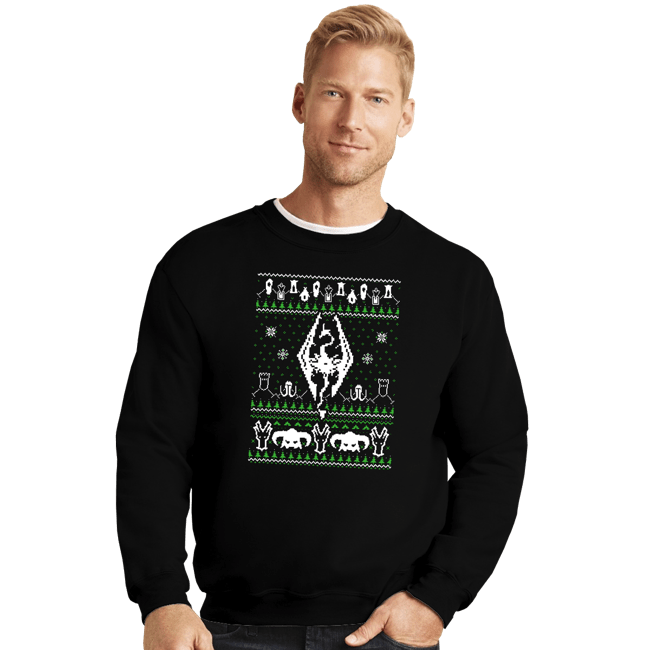 Shirts Crewneck Sweater, Unisex / Small / Black Skyrim Sweater