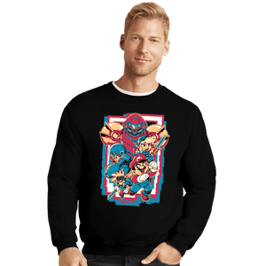 Daily_Deal_Shirts Crewneck Sweater, Unisex / Small / Black Retro Heroes