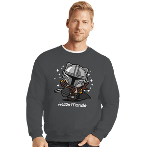Shirts Crewneck Sweater, Unisex / Small / Charcoal Hello Mando