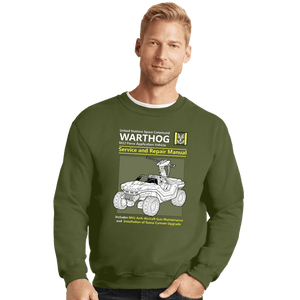 Daily_Deal_Shirts Crewneck Sweater, Unisex / Small / Military Green Warthog Manual