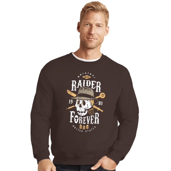 Shirts Crewneck Sweater, Unisex / Small / Dark Chocolate Raider Forever