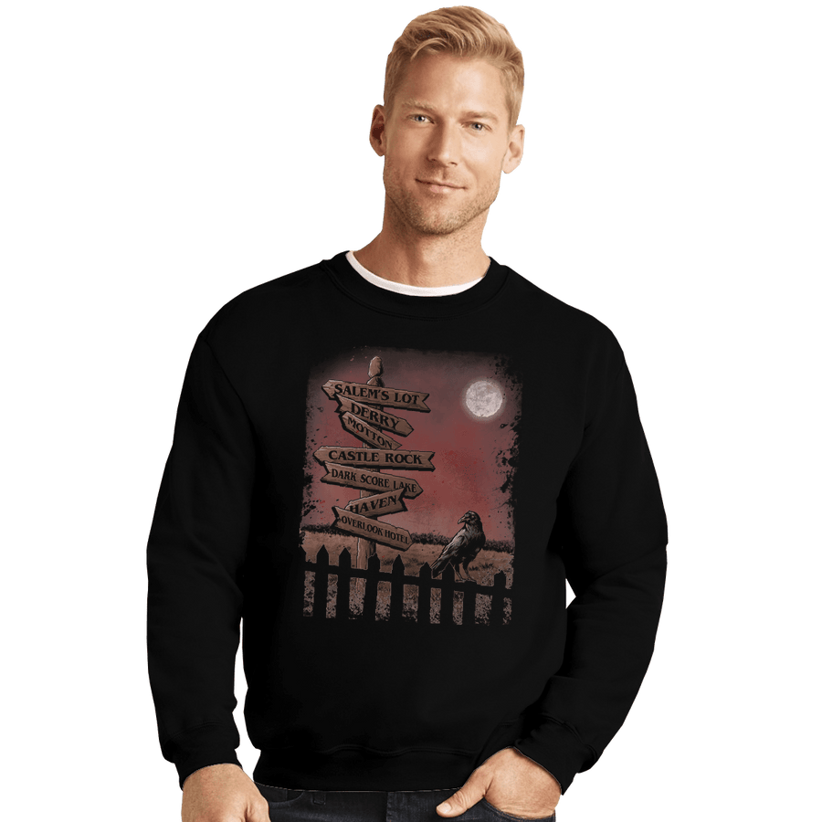 Shirts Crewneck Sweater, Unisex / Small / Black Horror Crossroads