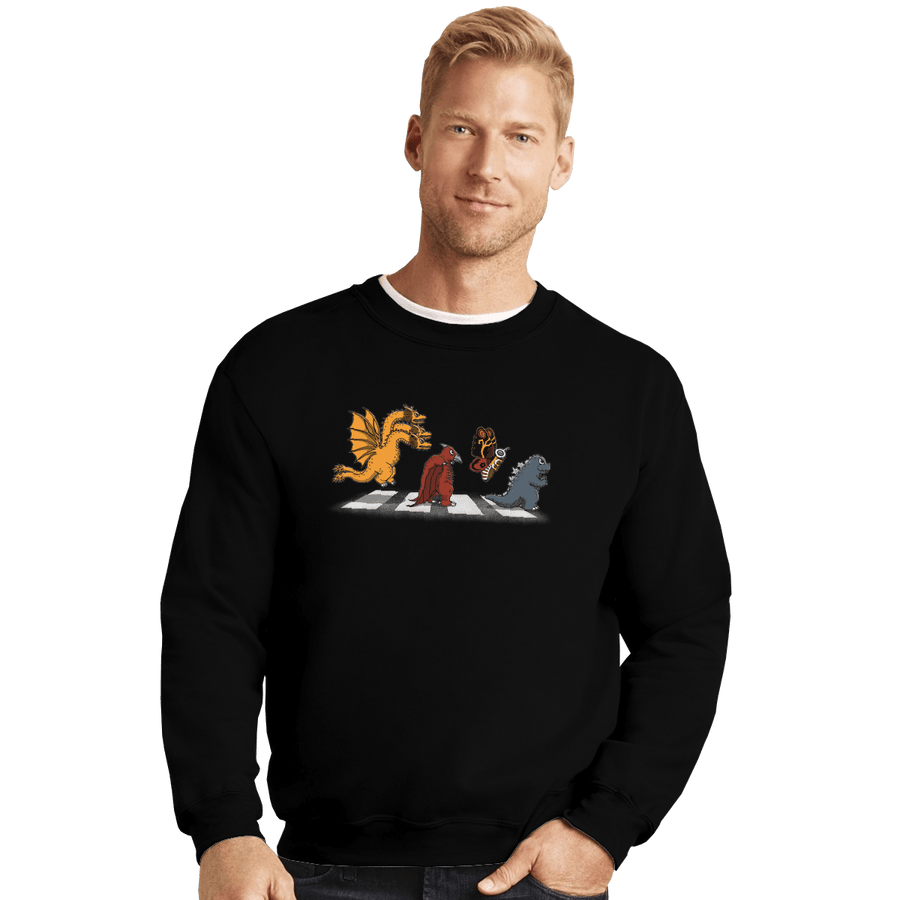 Shirts Crewneck Sweater, Unisex / Small / Black Kaiju Road