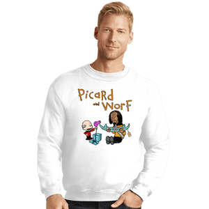 Daily_Deal_Shirts Crewneck Sweater, Unisex / Small / White Picard And Worf