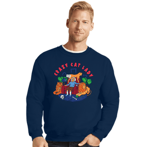 Secret_Shirts Crewneck Sweater, Unisex / Small / Navy Crazy Cat Lady