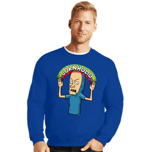 Secret_Shirts Crewneck Sweater, Unisex / Small / Royal Blue Cornholio Rainbow