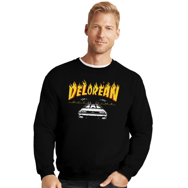 Secret_Shirts Crewneck Sweater, Unisex / Small / Black Delorean Outatime