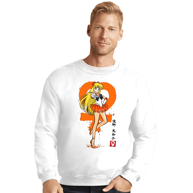 Daily_Deal_Shirts Crewneck Sweater, Unisex / Small / White Venus Sumi-e