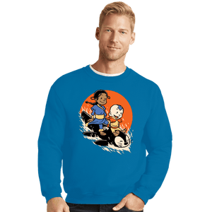 Secret_Shirts Crewneck Sweater, Unisex / Small / Sapphire Penguin Sledding!