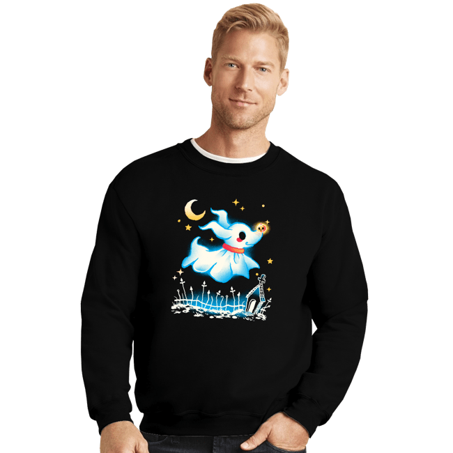 Daily_Deal_Shirts Crewneck Sweater, Unisex / Small / Black Ghost Dog