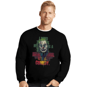 Shirts Crewneck Sweater, Unisex / Small / Black Tragedy Comedy
