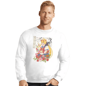 Shirts Crewneck Sweater, Unisex / Small / White Moon Print