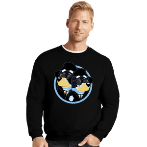 Daily_Deal_Shirts Crewneck Sweater, Unisex / Small / Black The Bluesy Brothers