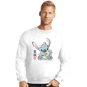 Shirts Crewneck Sweater, Unisex / Small / White Stitch Watercolor