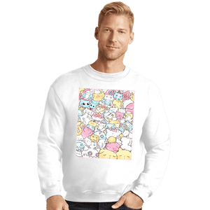 Daily_Deal_Shirts Crewneck Sweater, Unisex / Small / White Pastel Cats