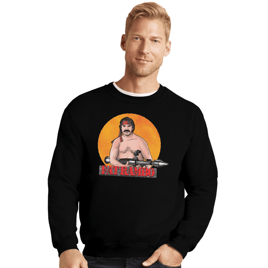 Shirts Crewneck Sweater, Unisex / Small / Black Fat Rambo