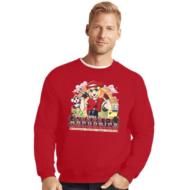 Shirts Crewneck Sweater, Unisex / Small / Red Casket Mechanics