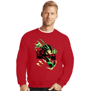 Daily_Deal_Shirts Crewneck Sweater, Unisex / Small / Red The Strongest Dude